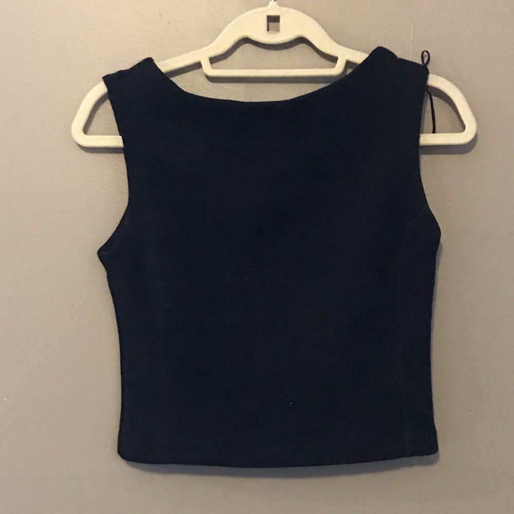Black top with faux leather back detail